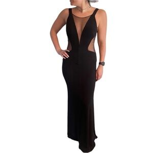 Jovani Black Evening Gown with Sheet Cutouts